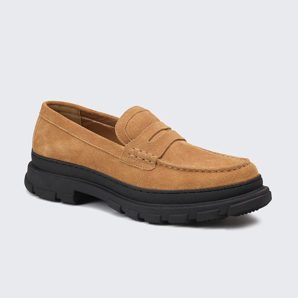 Нежные коричневые официальные Мягкие Замшевые Кожаные повседневные мужские туфли от производителя