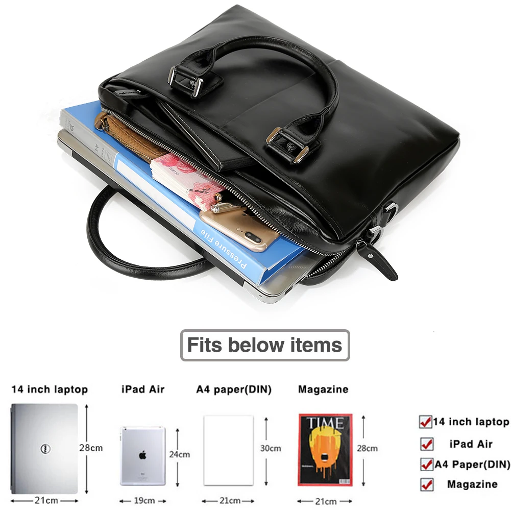 Hot Sale Genuine Leather Handbag Slim Real Leather Business Computer Laptop Bag Leather Cow Hide Pure Cowhide Briefcase