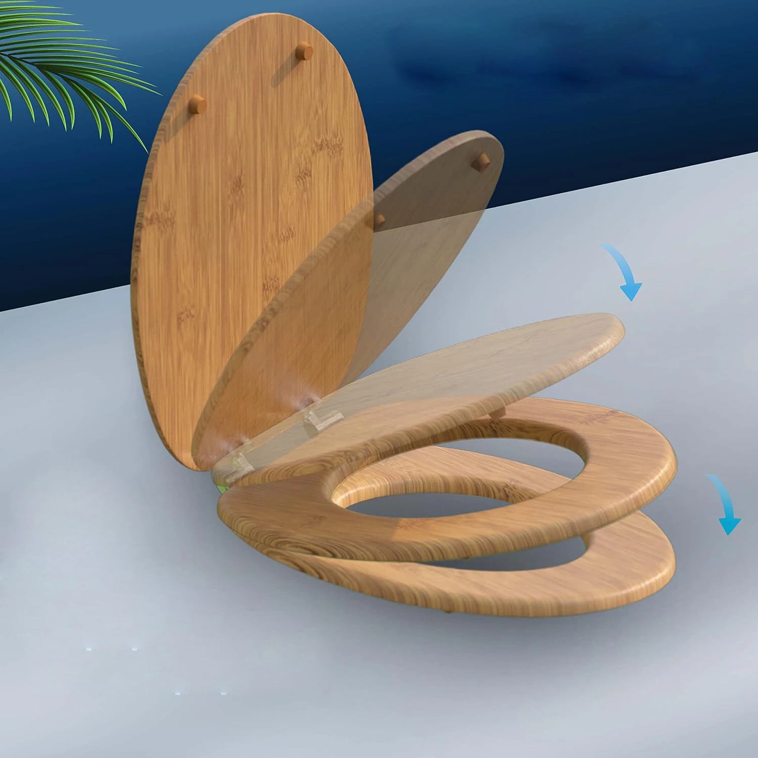 product bamboo toilet seat with slow close hinges natural wood toilet lid universal fit easy install eco friendly bathroom accessory-1