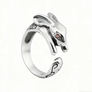 925 Sterling Silver Ring Adjustable Vintage Punk Animal Jewelry Infinity Band Women Men Fashion  Wholesale