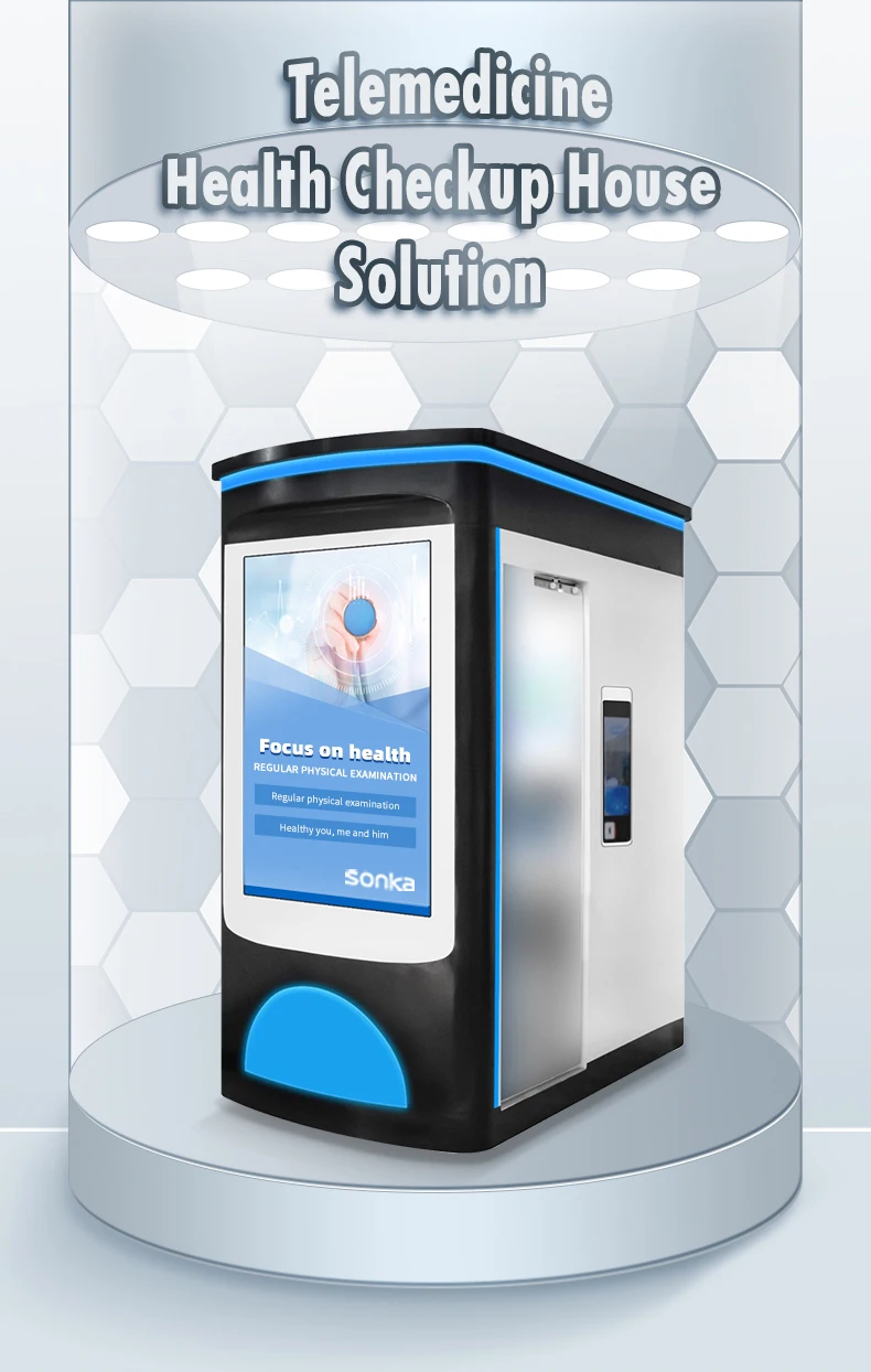 Sonka medical health kiosk intelligent health examination basic body health check up kiosk clinic on cloud for healthcare center factory