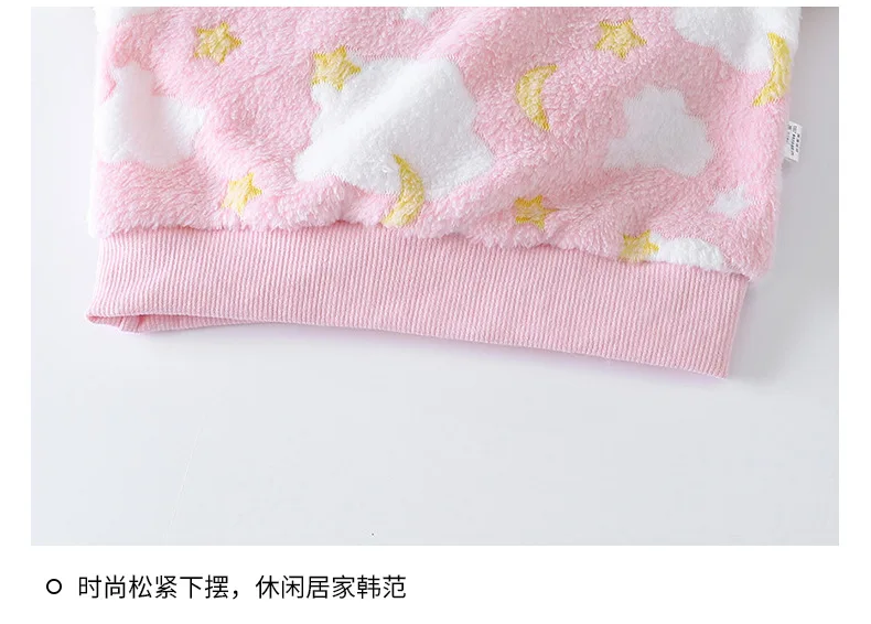 卸売新しい秋冬 2 個フリース冬厚く暖かい男の子女の子ベビーキッズ子供のホームウェアパジャマセット