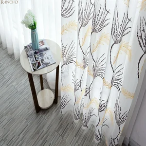 Polyester Embroidered Sheer Curtains Linen Curtains Sheer Embroidered Sheer Curtain Living Room