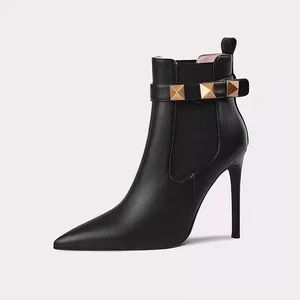 Boots Women's New Design Microfiber Upper Pointed Toe Short Boots for Women Versatile High Heel Women's Boots