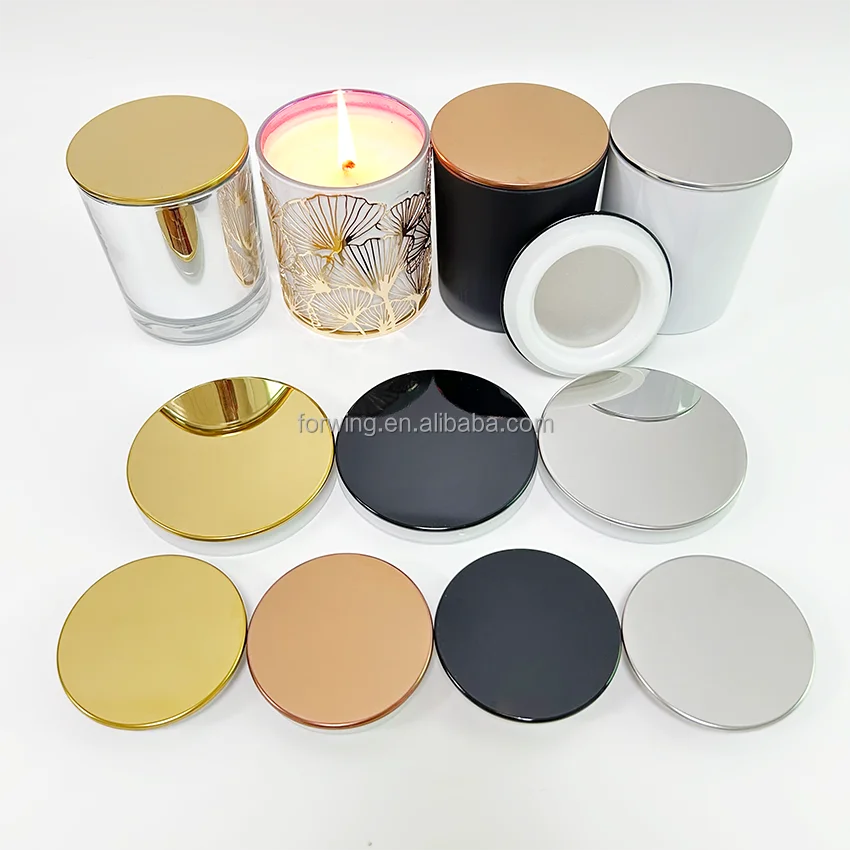 Luxury Metal Candle Lids Electroplated Stainless Steel Storage Jar Lids