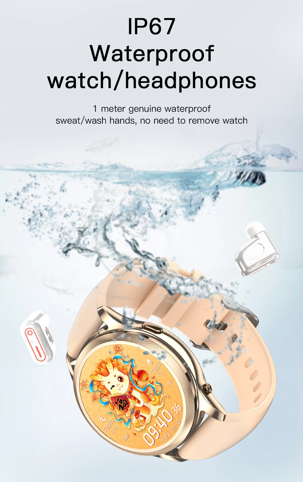 X17 Mini 2-in-1 Smart Watch 1.27'' Waterproof Earphones 2026 BT Call Music Listen Heart Rate Monitoring Sport Tracker Alloy IOS