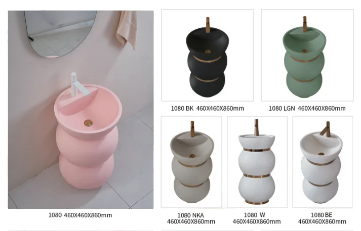 2024 New French creative art basin simple modern pedestal basin hotel bathroom one piece floor mounted wash hand basin supplier