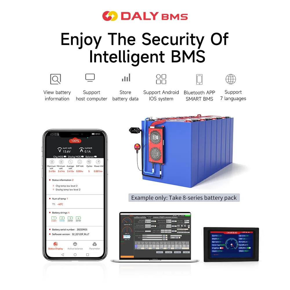Daly Smart Bms Rs485 Function Lifepo4 15S 16S Bms 48 Volt 100A 150A Lithium Battery Protection Board For Emergency Power Supply