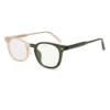 It changes from light pink to olive green