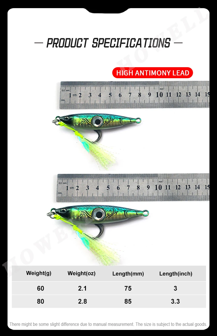 Oem Led Light Flasher Fast Jig 60g 80g Speed Fall Fishing Luers Metal