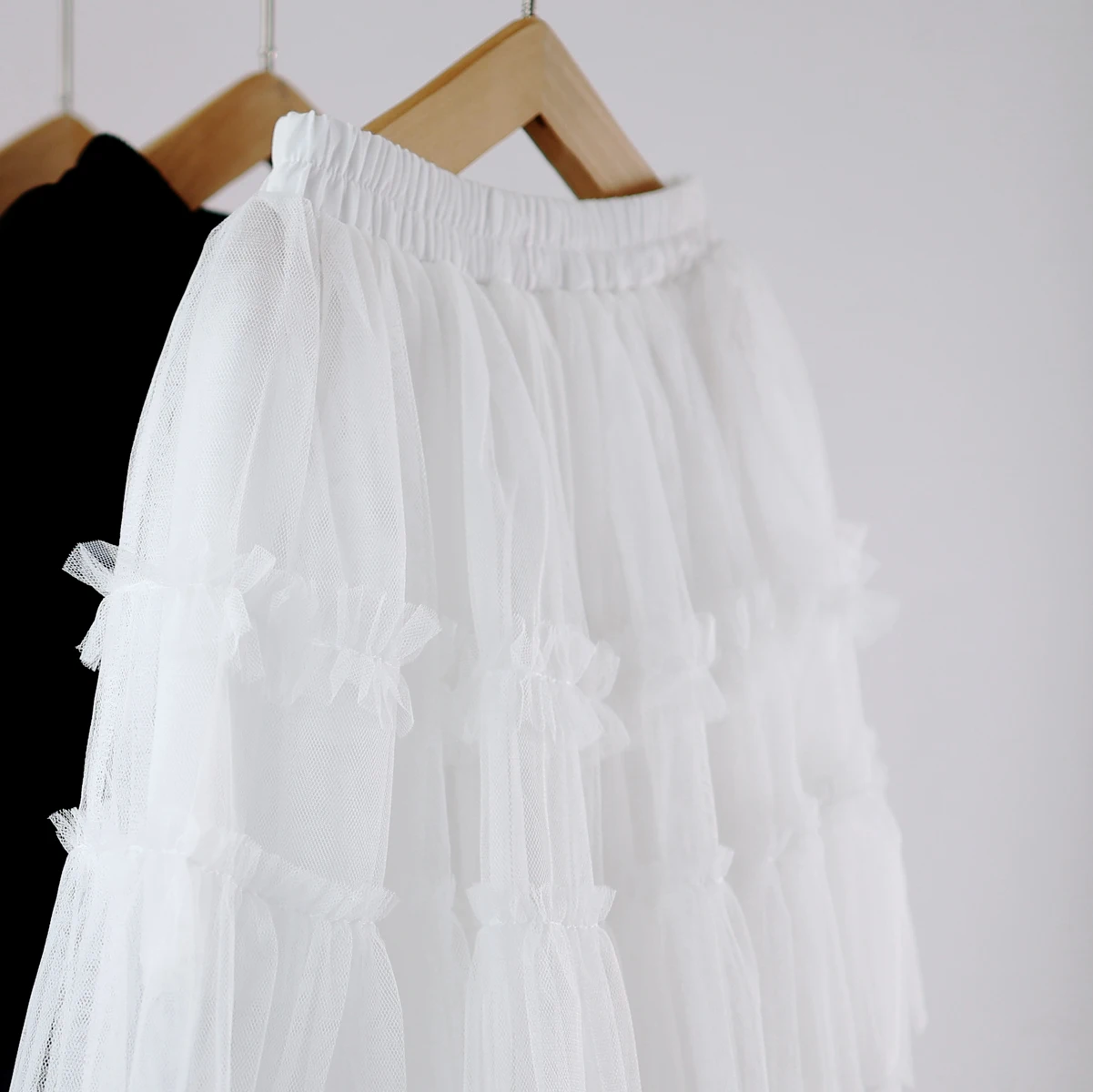 Kids Tiered Tutu Children Ruffle Layer Skirt Lining Cotton Kids Tulle Pleated Skirts for Girls Toddler Black White Tutu Skirt