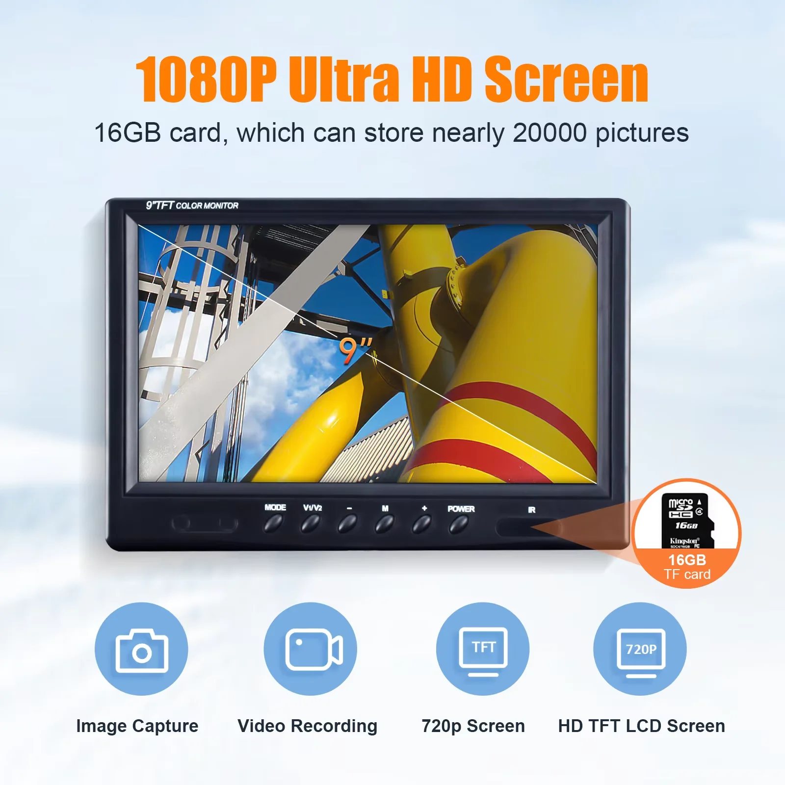 Sewer Camera 512Hz Locator 9Inch 1080P HD Screen with 16GB DVR Video Recording,Pipe inspection Camera 12 Adjustable LEDs for Sewer Line-Factory Directly