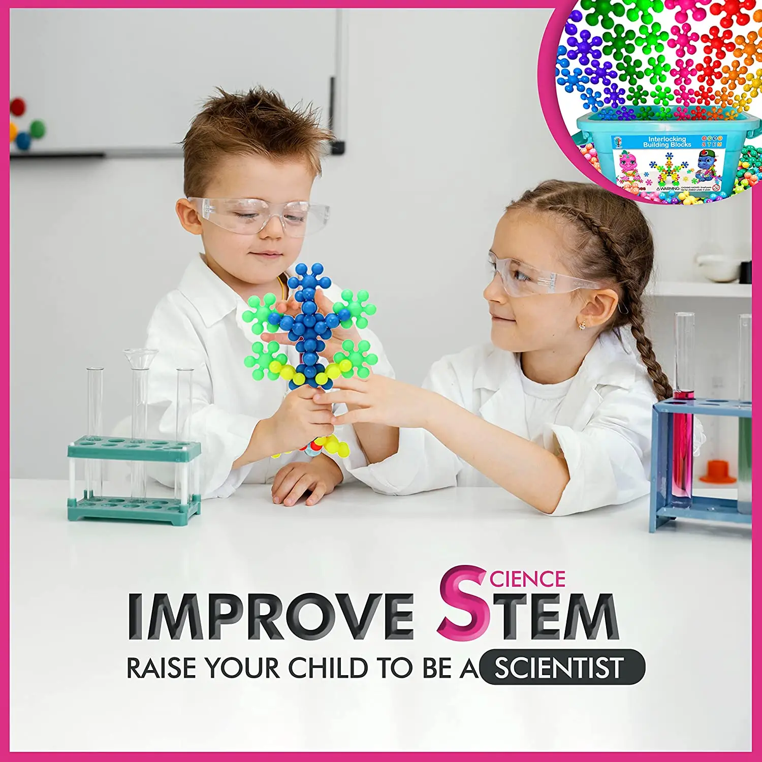 Vanmor 600PC Snowflake Building Blocks - STEM Educational Toys For Kids 3+ Years