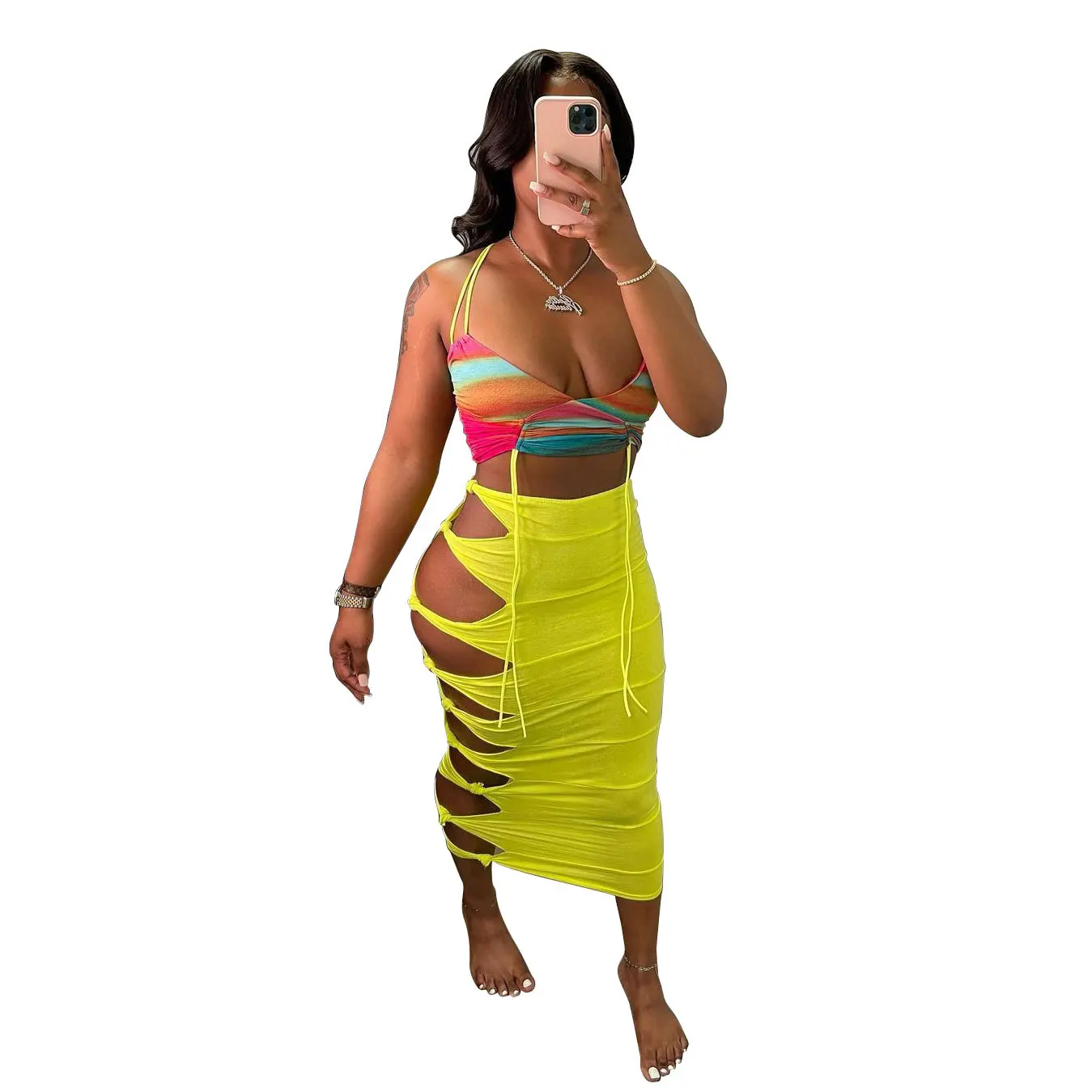 2021 Di Estate Delle Donne Sexy Girls 'gonne Gonne Lunghe Di Modo Del  Vestito Casuale Abiti Da Sera Nodo Del Foro Di Colore Solido Per Le Donne -  Buy Gonne,Gonne Delle Donne,Vestito