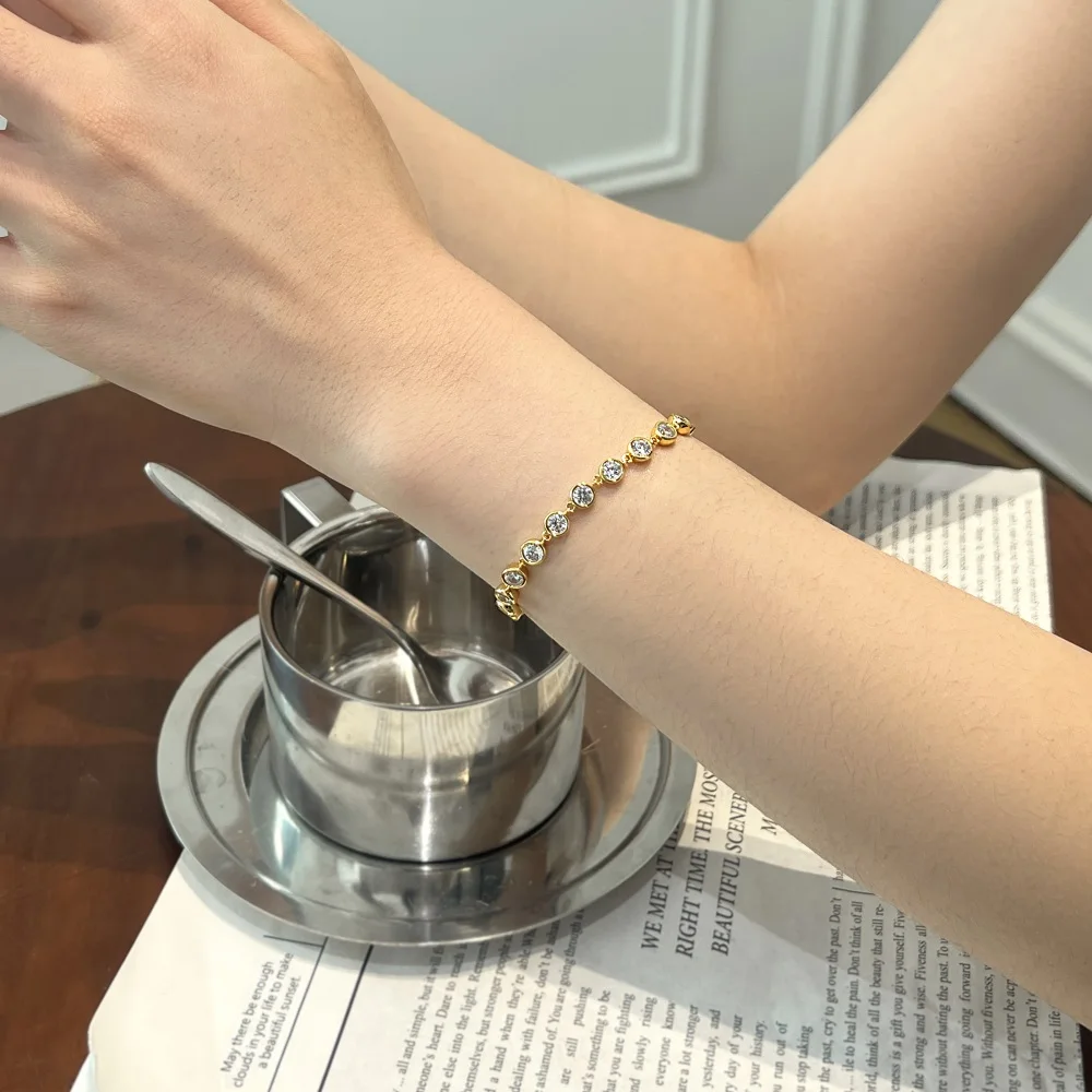 KAKODIY Elegance Fashionable and Exquisite Women's Jewelry Accessories 18K Gold Plated 925 Sterling Silver 5A Cubic Zirconia Tennis Bracelet detail 3