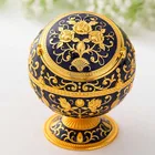Middle east green flower carved round shape zinc ashtray with windproof