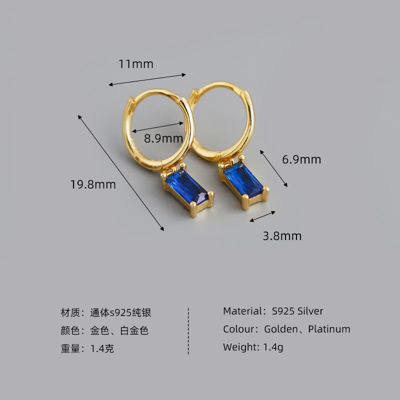 Wholesale gold plating sterling silver earrings, fashion jewelry huggie hoop earrings cz zircon pure silver earrings