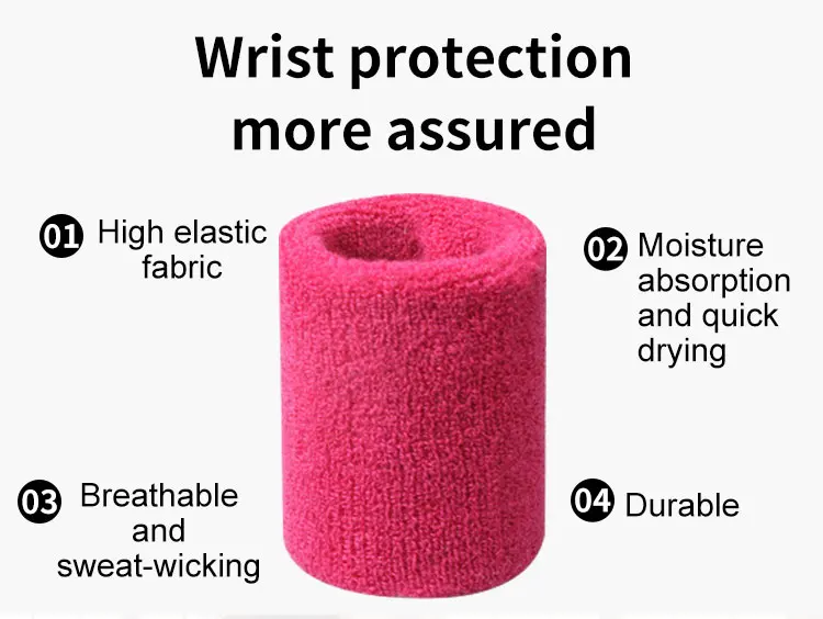 Custom Rainbow Embroidered Tennis Hand Terry Wristband Bulk Cotton