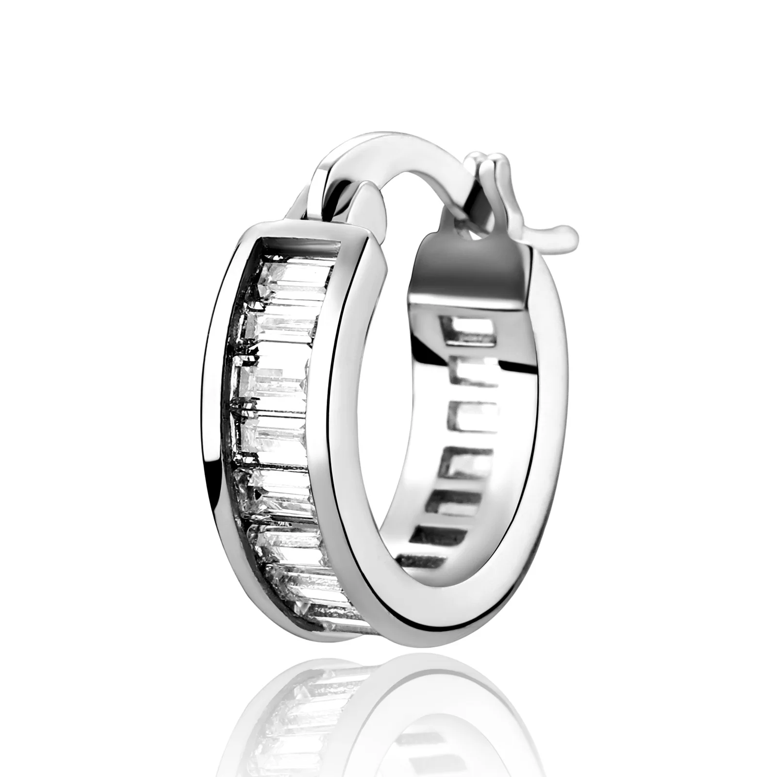 14 Gold Plated Men's Thick Iced Out CZ Baguette Hoop Earrings