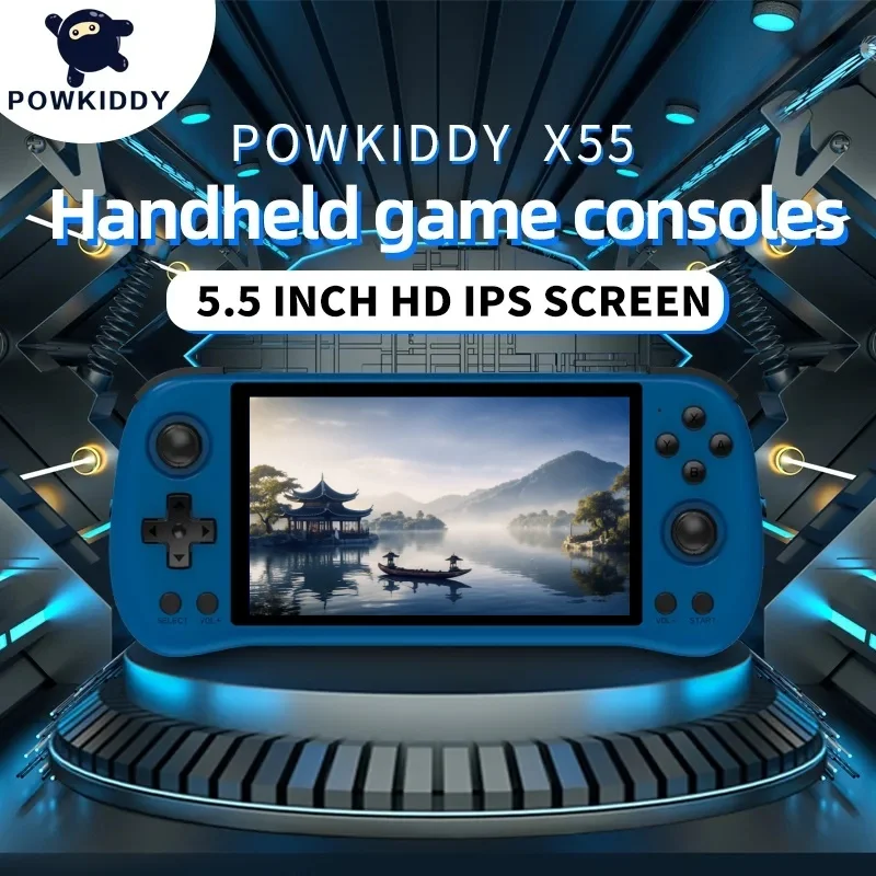POWKIDDY New X55 V2 Black JELOS System Portable Game Console