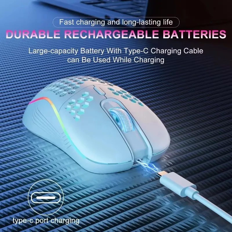 2025 New 6d 7200dpi Optical Sensor Rgb Backlight Game Mouse Lightweight Ergonomic Mice Wireless Gaming Mouse for Computer Laptop