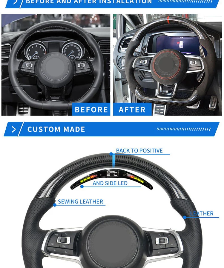 Carbon Fiber Steering Wheel For Vw Golf R Mk7 Gti Mk6 Steering Wheel