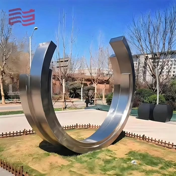 Outdoor circular stainless steel sculpture, modern metal sculpture, appearance and size can be customized