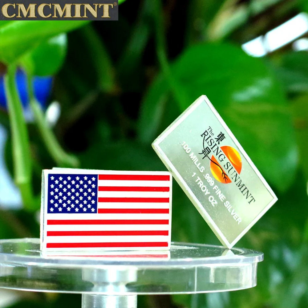 맞춤 각인 실버 코인 1온스 .100 밀스 실버 도금 미국 국기 바