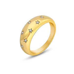 Luxury Sky Stars Western Luxury Tarnish Free Steel Ring Jewelry for Women Wholesale French Chic Fashion Jewelry Rings