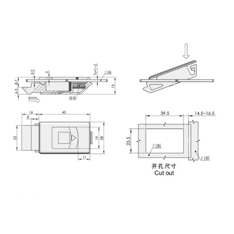 Cabinet Lock Toggle Latch Hasp Plastic Slide Latches for Industrial Machine