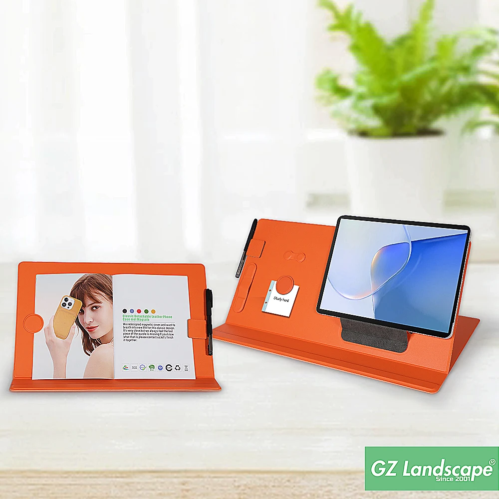Adjust Angle Foldable Holder Leather Custom Magnetic Accessory Organizer Laptop Tablet Phone Read Book Stand Smart Desk Mat