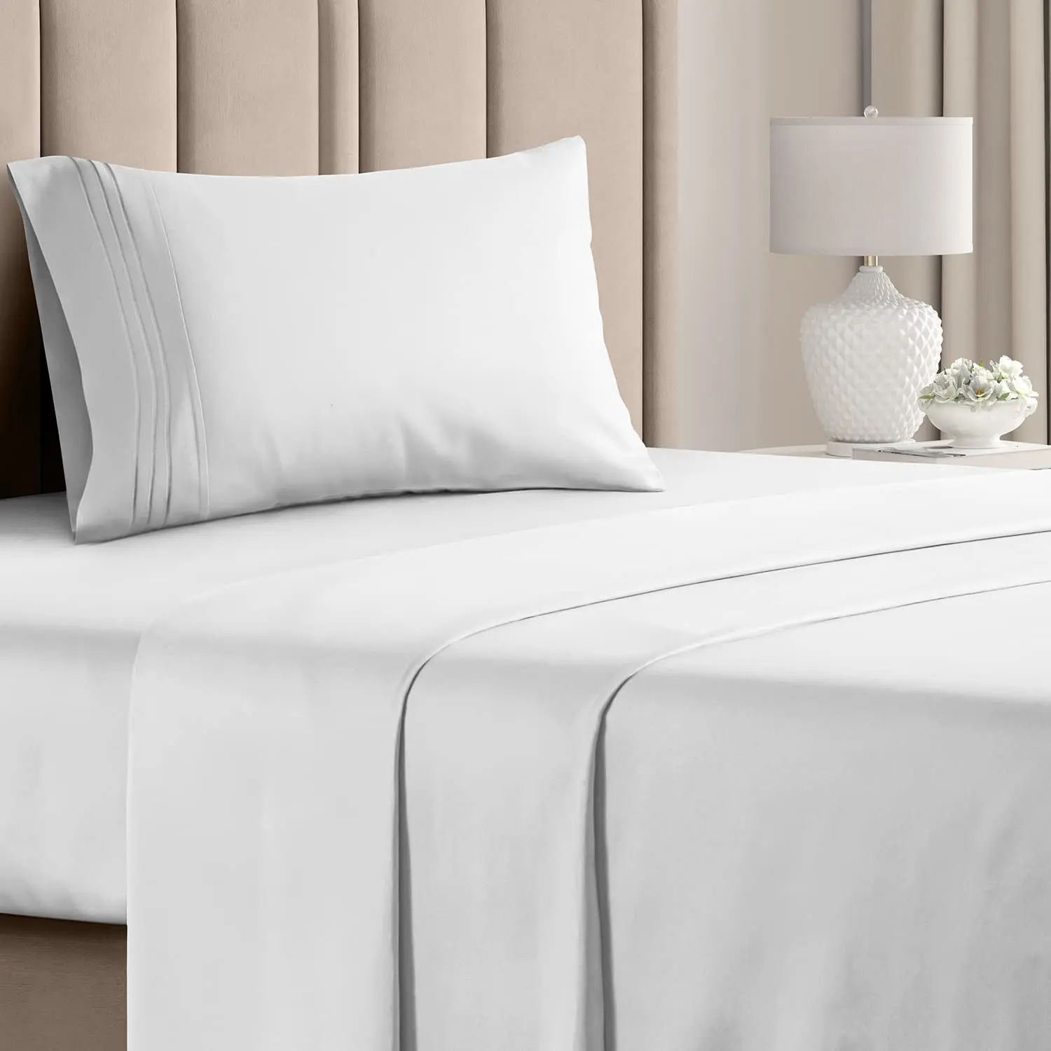 Set biancheria da letto KING reversibile a righe grigio e bianco
