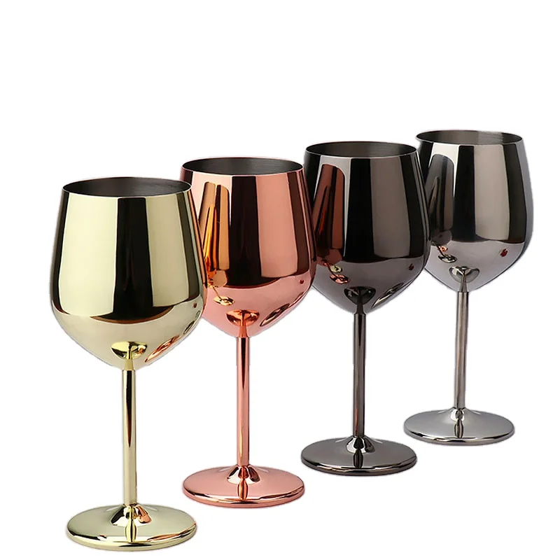 Galvanized Stainless Steel Wine Glasses 18 Oz Unbreakable Goblets ...