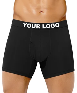Wholesale Custom Jacquard logo Sample Opening Fly Stretch Cotton Elastic Band Breathable Underwear Men's Boxers Briefs