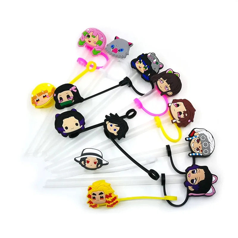 1PCS Girl Group Pink Straw Topper PVC Black straw toppers for