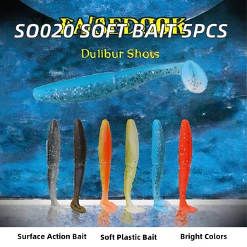 SO020 Printed ABS Artificial Soft Baits T-Tail Fishing Lures for Sea & Ice Fishing Cod-5pcs/bag 10cm 9.7g*5 – Soft Lure – view 3