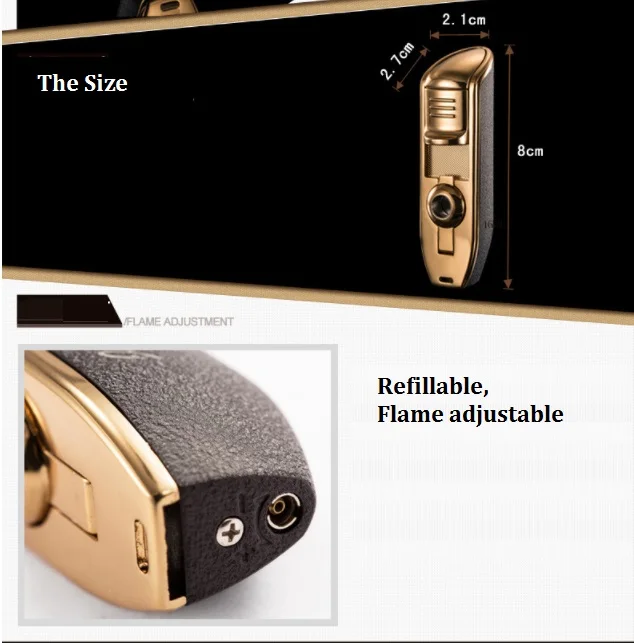 Amazon Refillable Windproof Triple Jet Flame Torch Cigar Gas Lighter Ready To Ship Torch Lighter