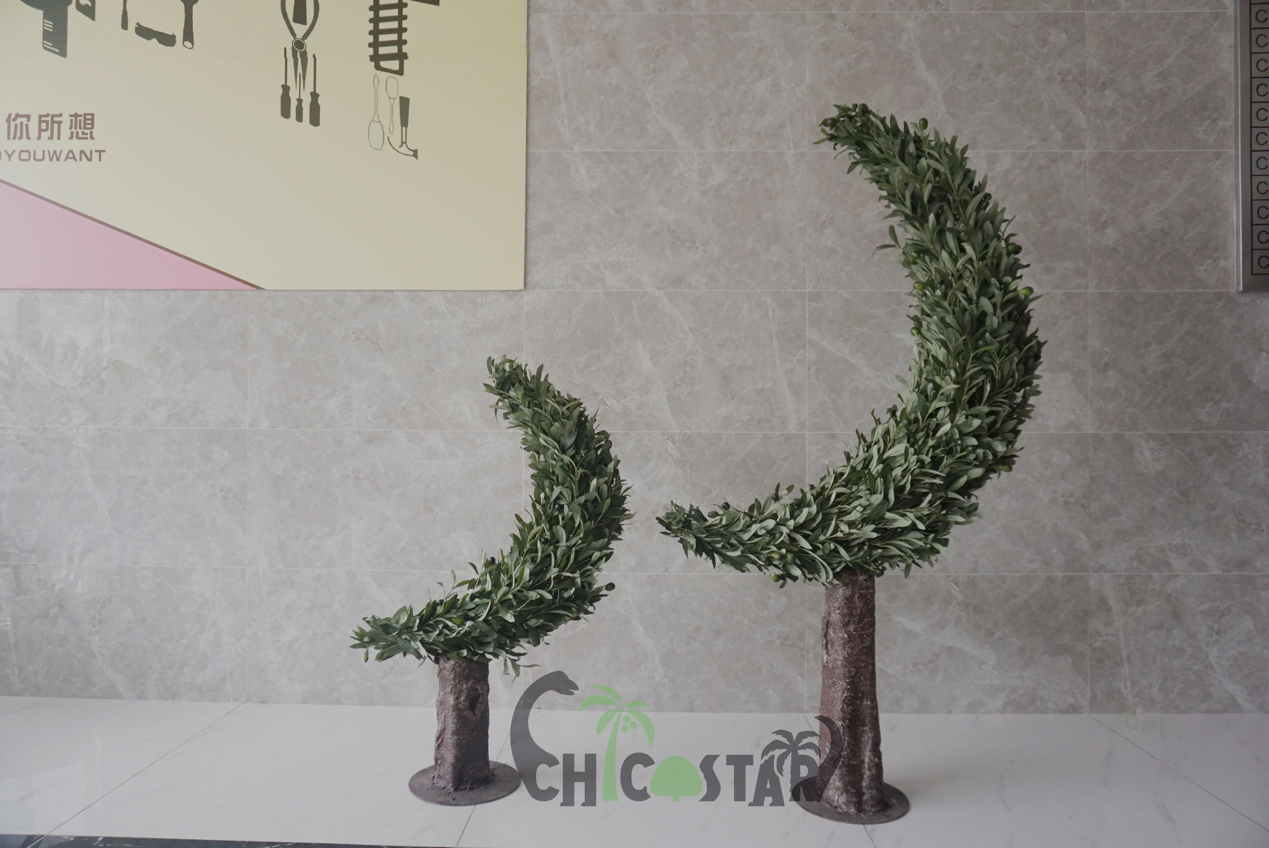 Customizable Artificial Natural Art Painting Factory-Price Blessed Olive Crescent Moon Shape Trees Plastic Fruit Handmade