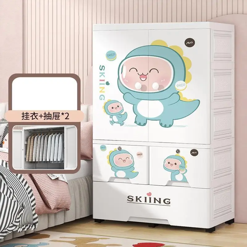 Großhandel Verstärkter Kunststoff-Kinderschrank mit Doppeltür, Hängeschrank mit 2 Schubladen, Baby-Kleidungsaufbewahrung und Organizer| Alibaba.com