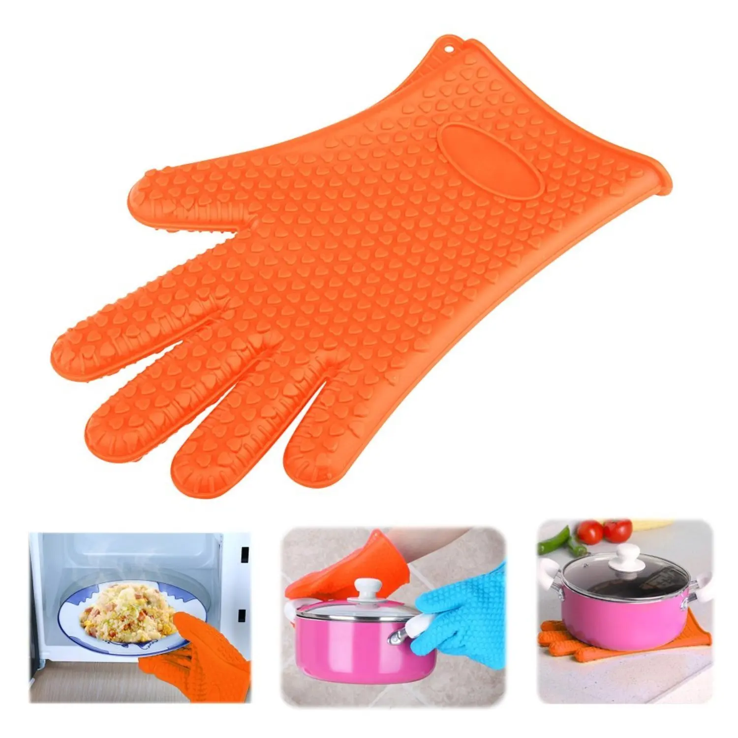 OEM & ODM Heated Household Cotton Rubber Hand Oven Bbq Mittens Custom Heat Resistant Gloves details