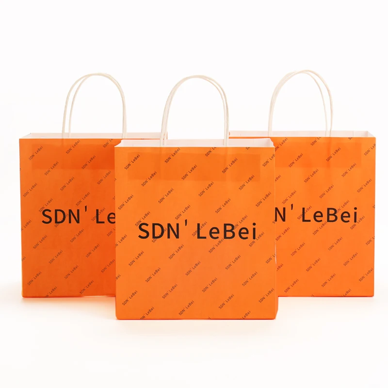 Customized Full Printed Retail Clothing Shopping White Kraft Paper Bag