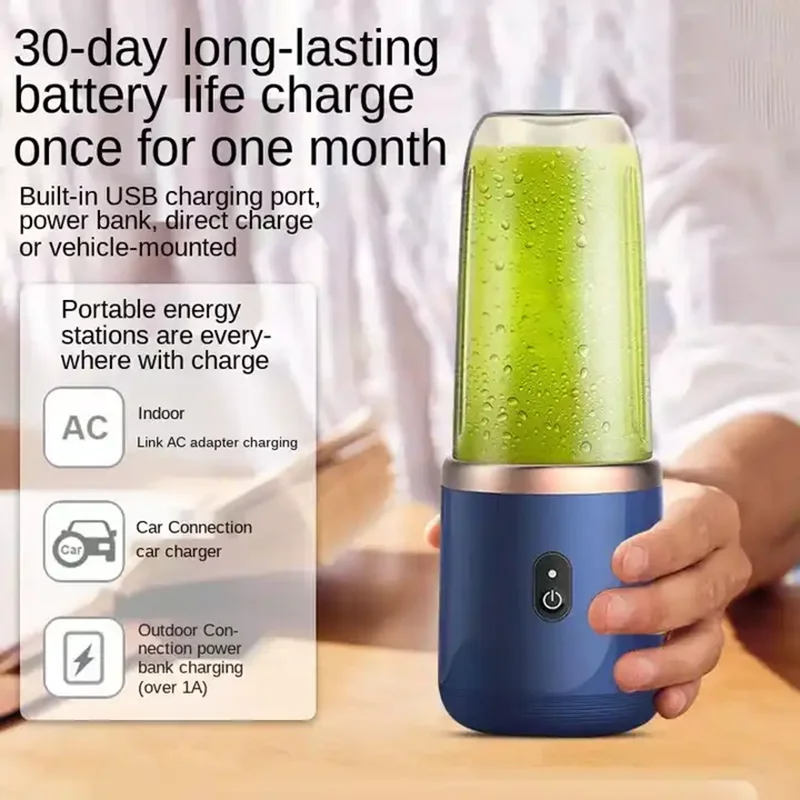 Multifunction USB Rechargeable Blender Fruit Juicer 400ML 40W Portable Juicer With Bottle and Lid