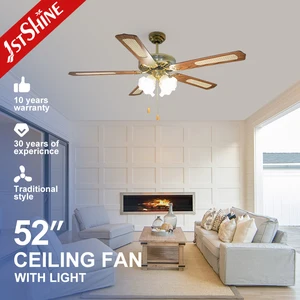 1stshine Ceiling Fan Gold Fancy 5 MDF Blades AC Motor Energy Saving Ceiling Fan with Pull Chain