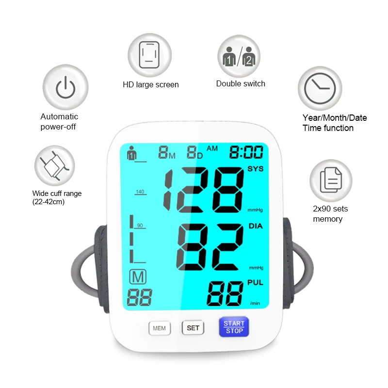 Hospital Clinic Automatic Aneroid Digital Sphygmomanometer CE  ISO Bp Machine  Electronic Arm  Type Blood Pressure Monitor