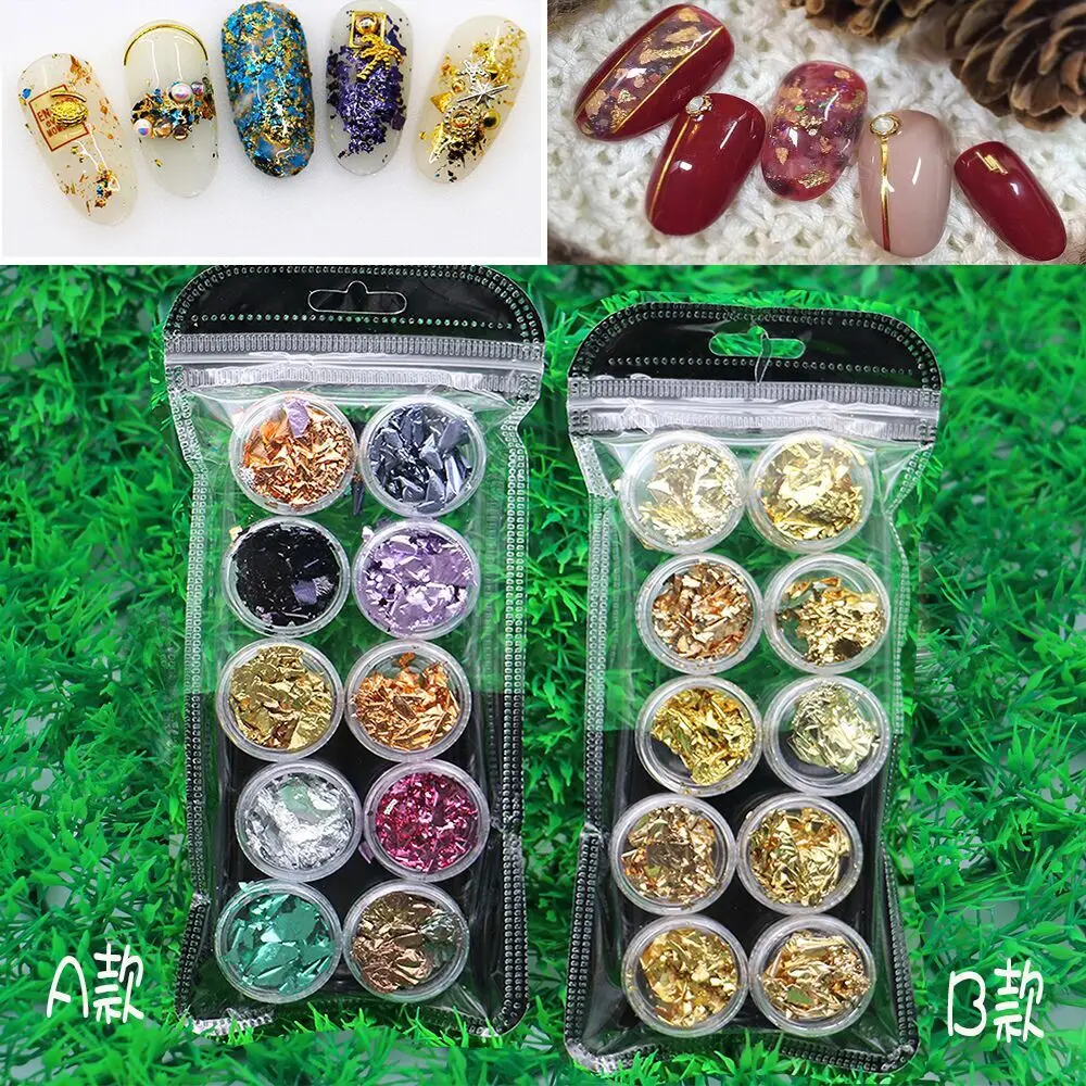 Buy monja 12 Colors Nail Art Foil Paper Irregular Aluminum Nail Sticker 3D  Glitter Decoration at affordable prices — free shipping, real reviews with  photos — Joom