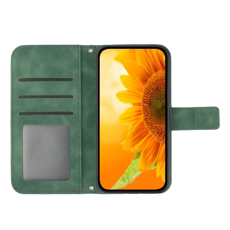 Capa de telemóvel flip em pele com girassol e relevo design_voghion.com