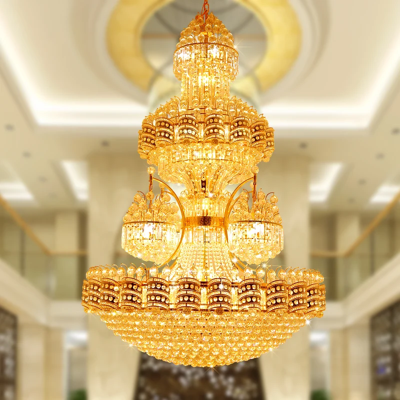 Large Vintage Gold Chandelier With Switch Control Luxury Hang Lamp For ...