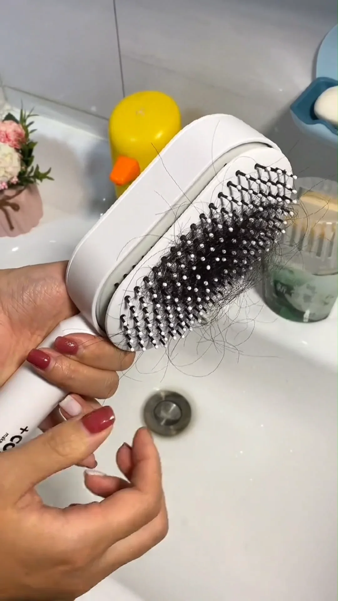 2023 Latest With Holder Quick One Click Up Abs Comb Hairbrush One Key ...