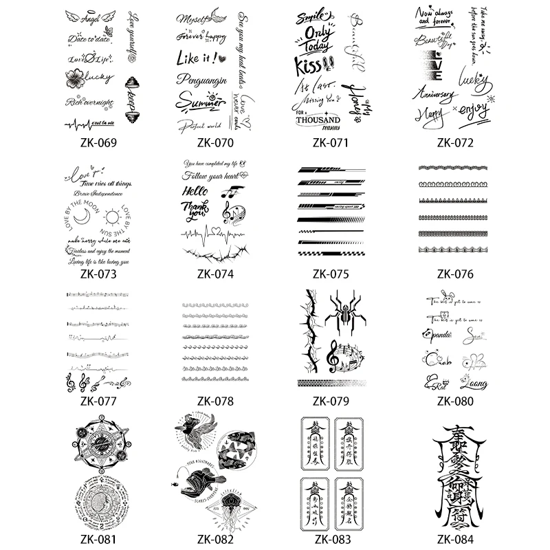 New Text Letter Line Herbal Juice Tattoo Stickers for Boys and Girls Half Permanent Tattoo Stickers for Arms