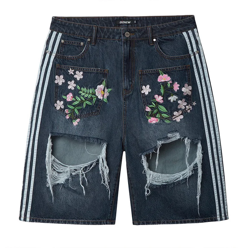 DiZNEW Denim Manufacturer High Quality Custom Embroidery Patterns Wholesale Fashion denim shorts for men